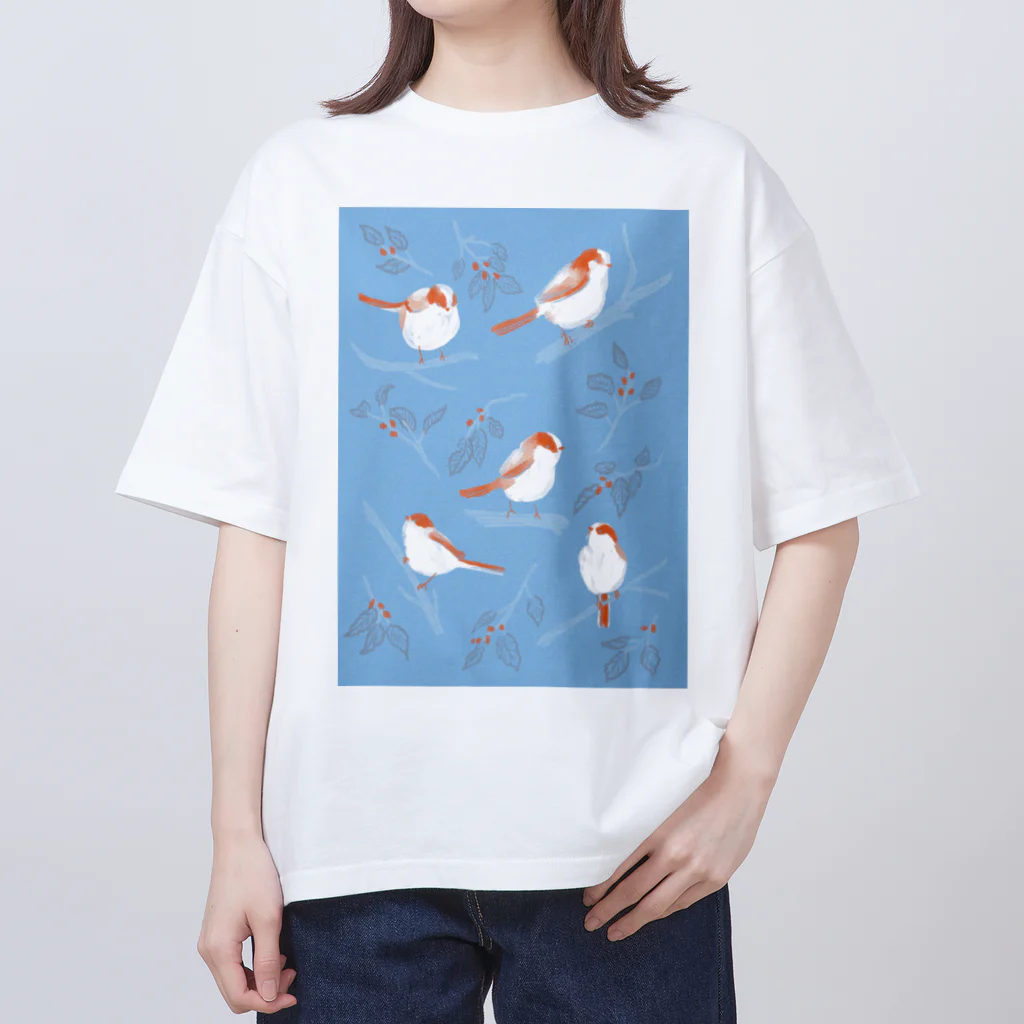 illustrator/ioriの野鳥観察_エナガ オーバーサイズTシャツ