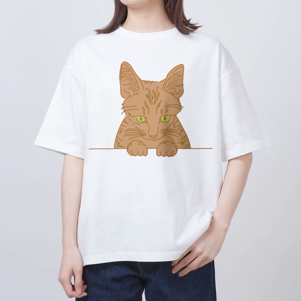 cuchito cuchitoのひょっこり顔出し猫　茶トラ オーバーサイズTシャツ