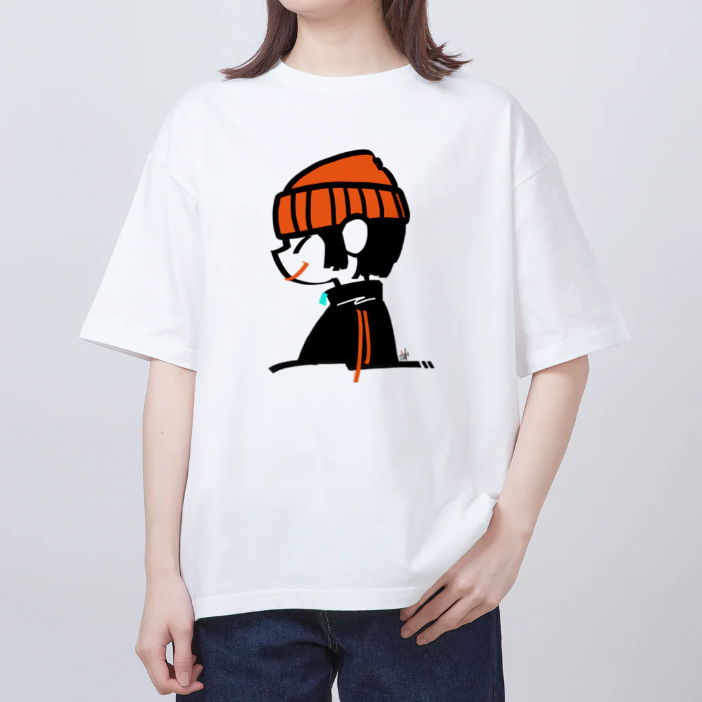 szHzs 'のツリ目さん/オレンジニット帽 Oversized T-Shirt