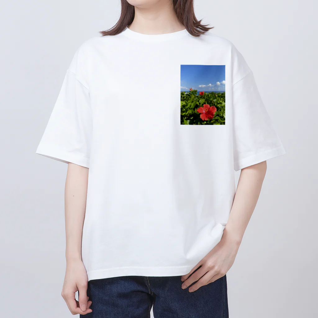 Ripples沖縄レジンアートの沖縄の海とハイビスカス Oversized T-Shirt