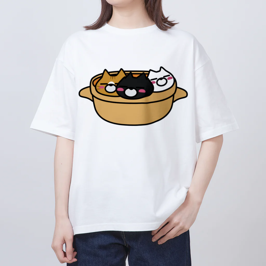 BADCAT GOODS SHOPの鍋ねこトリオ オーバーサイズTシャツ