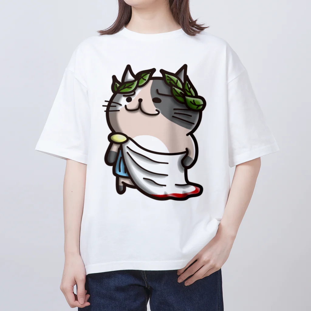 ひよこ男爵とまだむにゃんのにゃえさる (まだむにゃん) オーバーサイズTシャツ