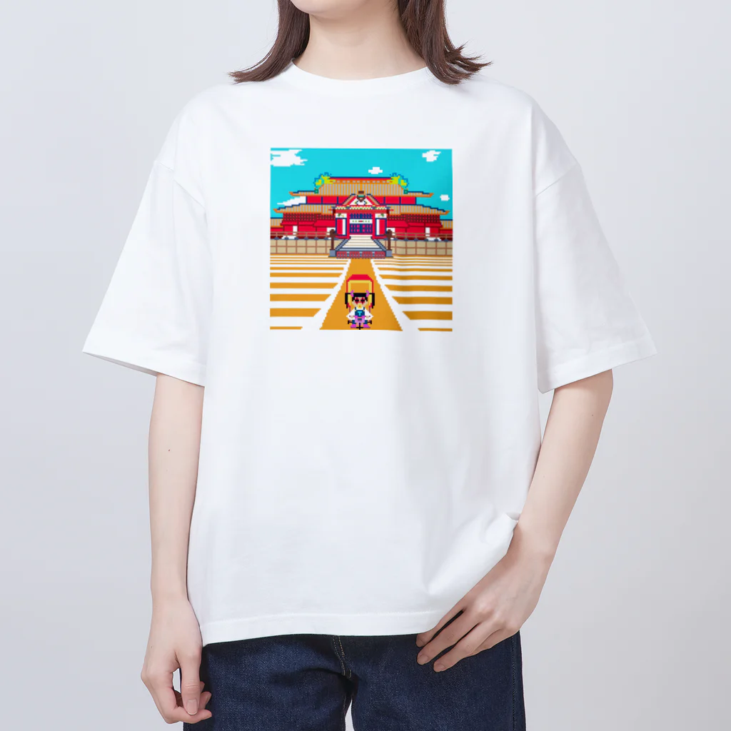 Ruru's worldの01ドット絵　ruruちゃん／三輪車でお散歩　首里城編 オーバーサイズTシャツ