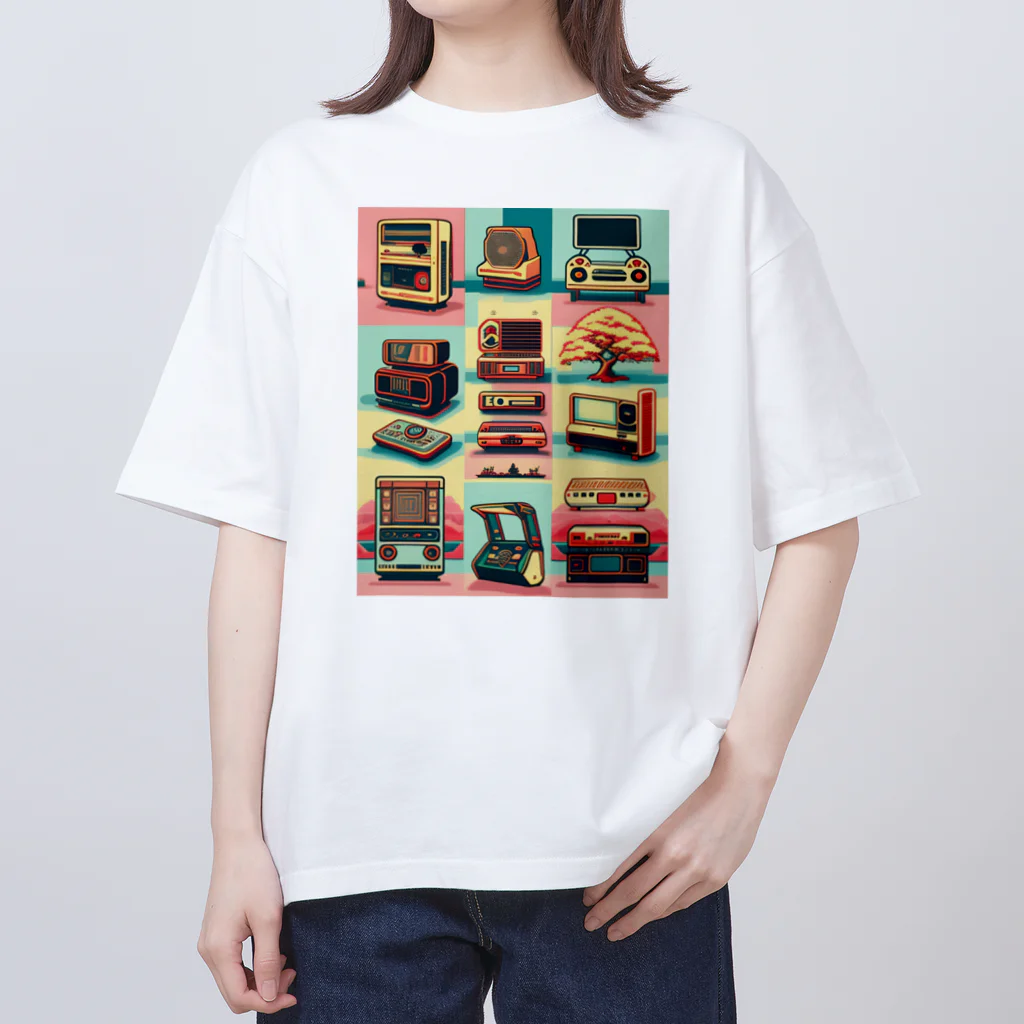 マッケンデジタルワールドのエモくてレトロな盆栽さんと愉快な仮想ガジェット君たち【lofiアート】 Oversized T-Shirt