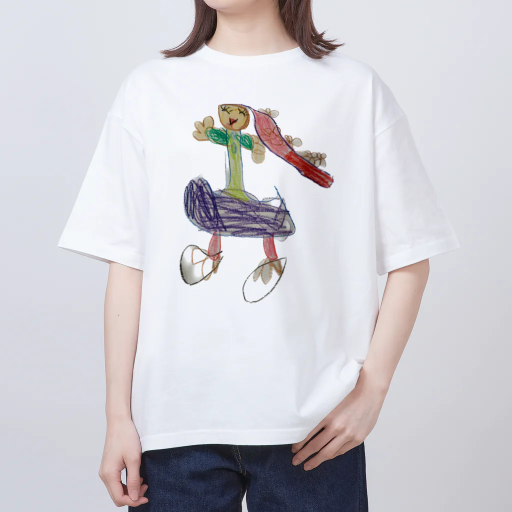 KidsArtの【子どもの絵】長い髪の女の子 Oversized T-Shirt