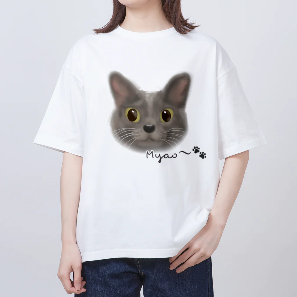 わかばックス工房のグレーのネコちゃん♡ オーバーサイズTシャツ