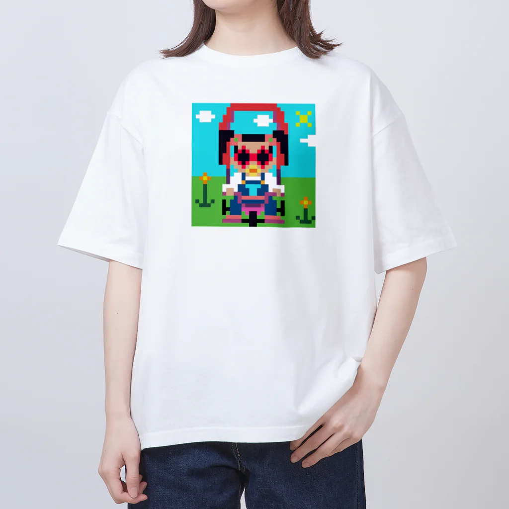 Ruru's worldの01ドット絵　ruruちゃん/三輪車でお散歩　 オーバーサイズTシャツ