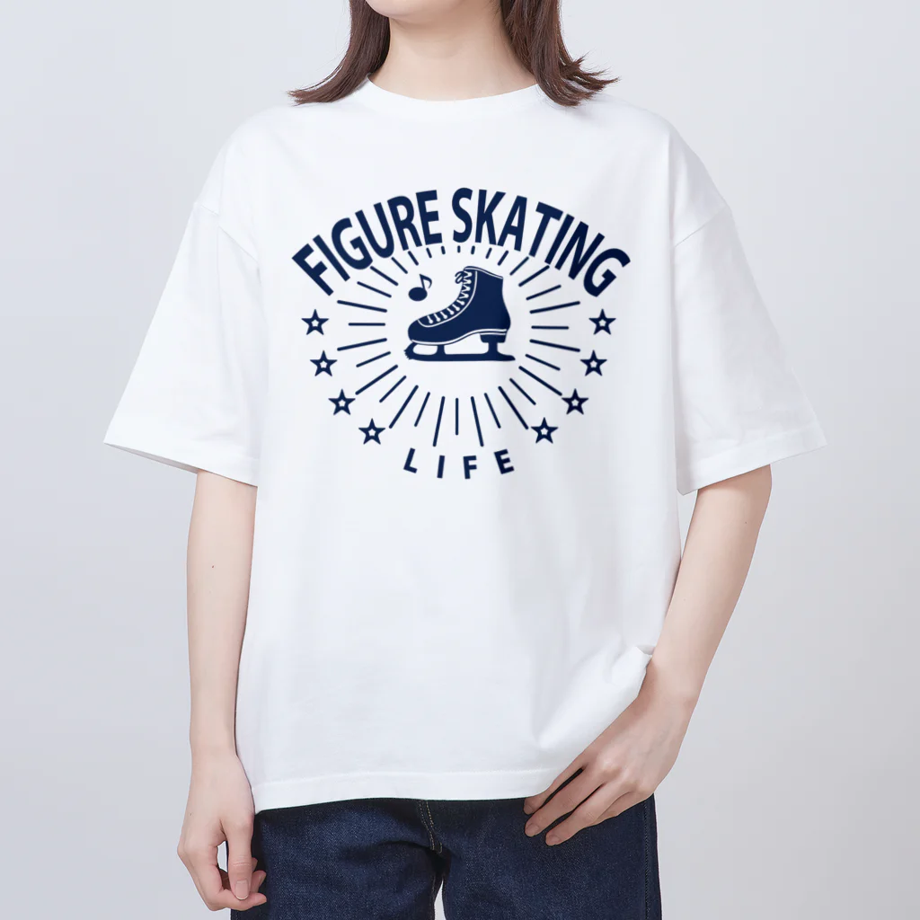 sports_tower スポーツタワーのフィギュアスケート・星・figure skating・グッズ・デザイン・フィギアスケート・#Tシャツ・ステップ・スピン・ジャンプ・スケート靴イラスト・技・男子・女子・かっこいい・かわいい・アイスダンス オーバーサイズTシャツ