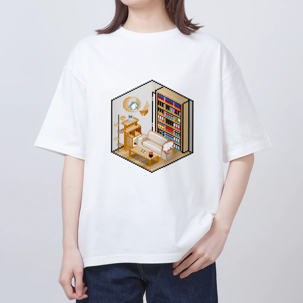 脱サラ賢者タカの池崎さん家っぽいピクセルルームTシャツ【白】 Oversized T-Shirt