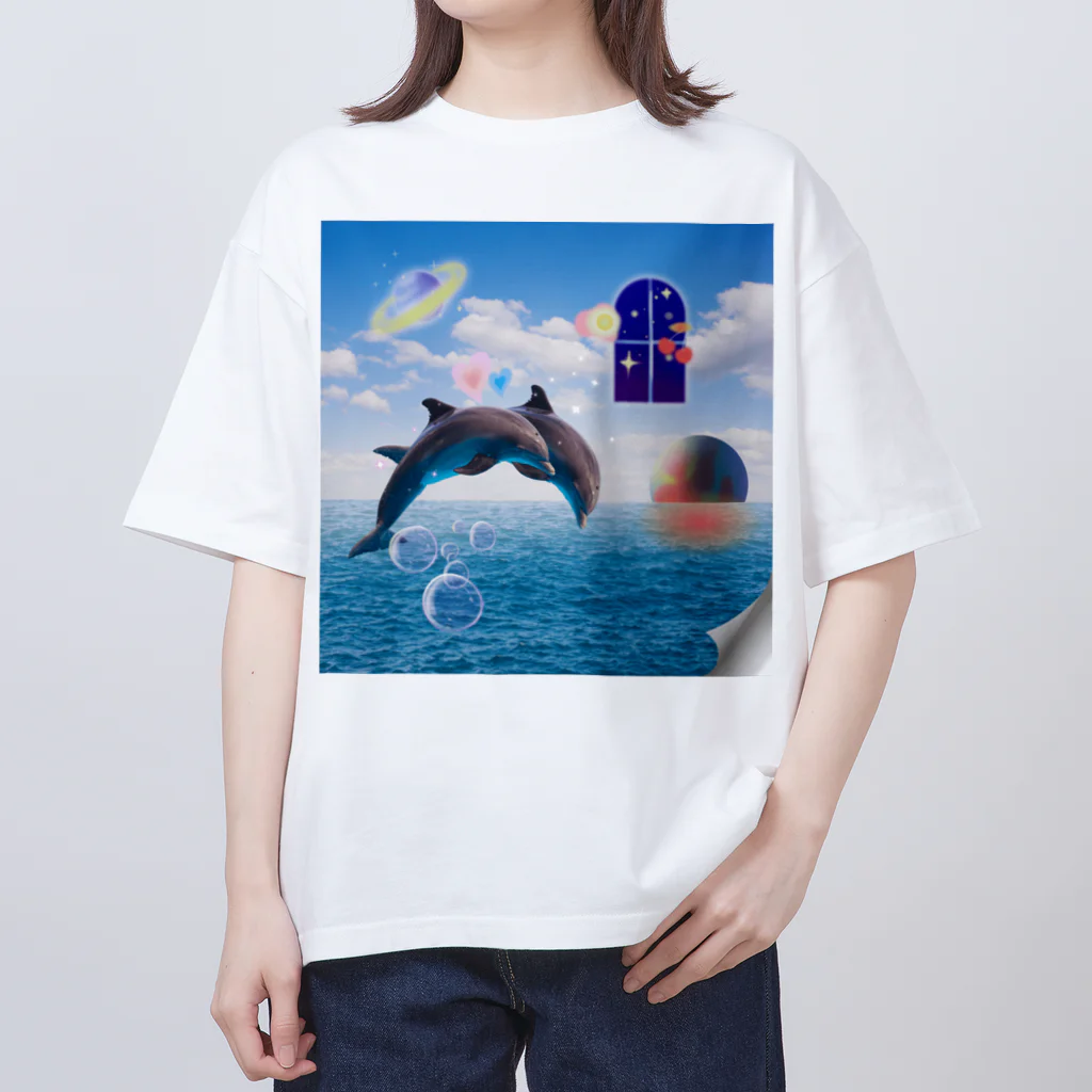 𝙈𝙊𝙈𝙊'𝙨 𝙎𝙝𝙤𝙥のイルカと遊ぼう Oversized T-Shirt