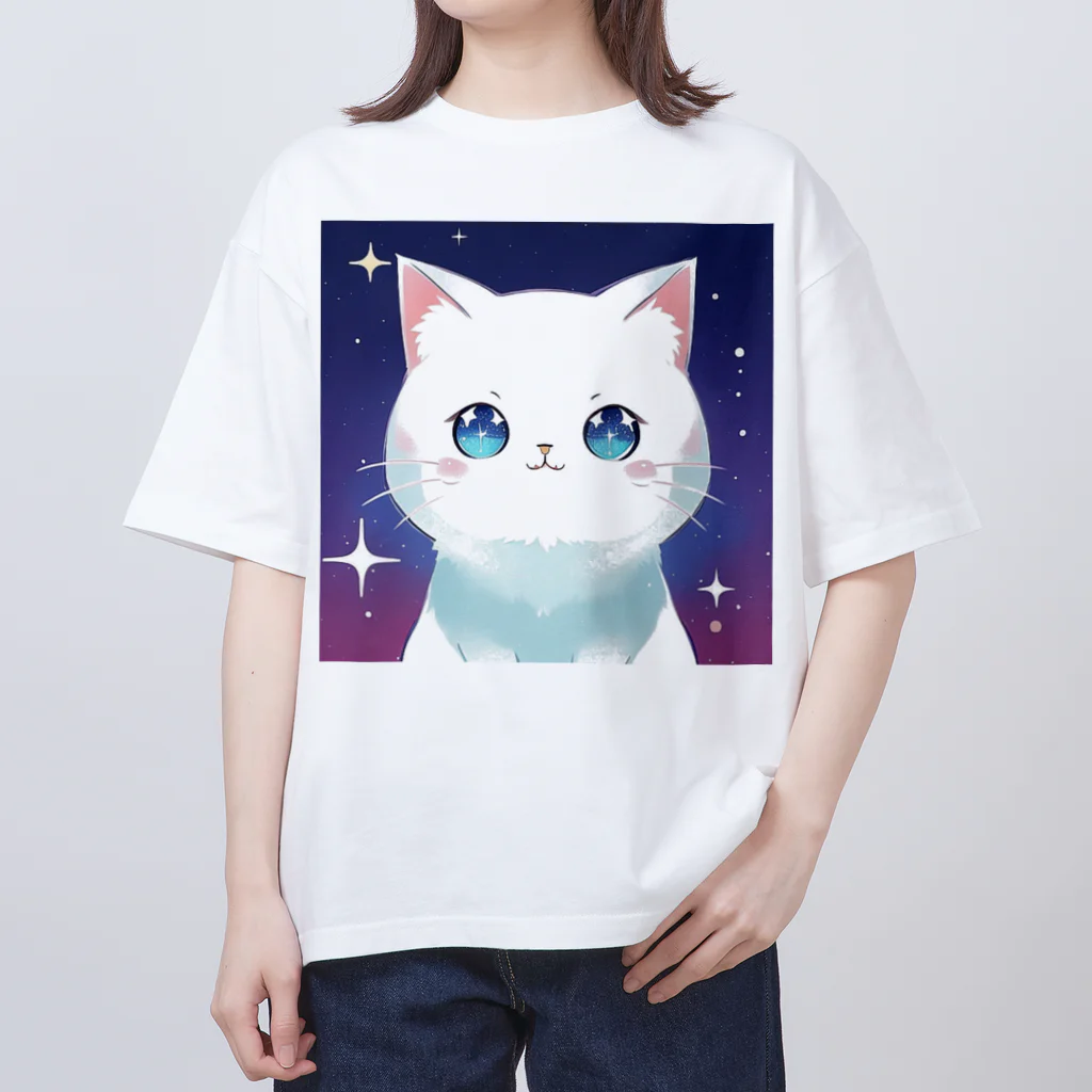 キッチンファラオのキラキラ猫ちゃん☆ オーバーサイズTシャツ