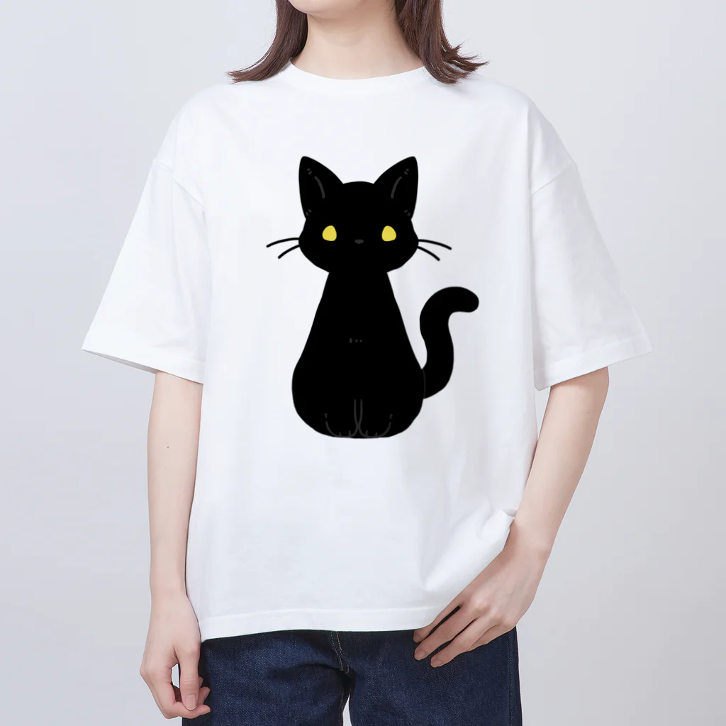 nekono0mimozaのシンプルな金眼の黒猫さん Oversized T-Shirt