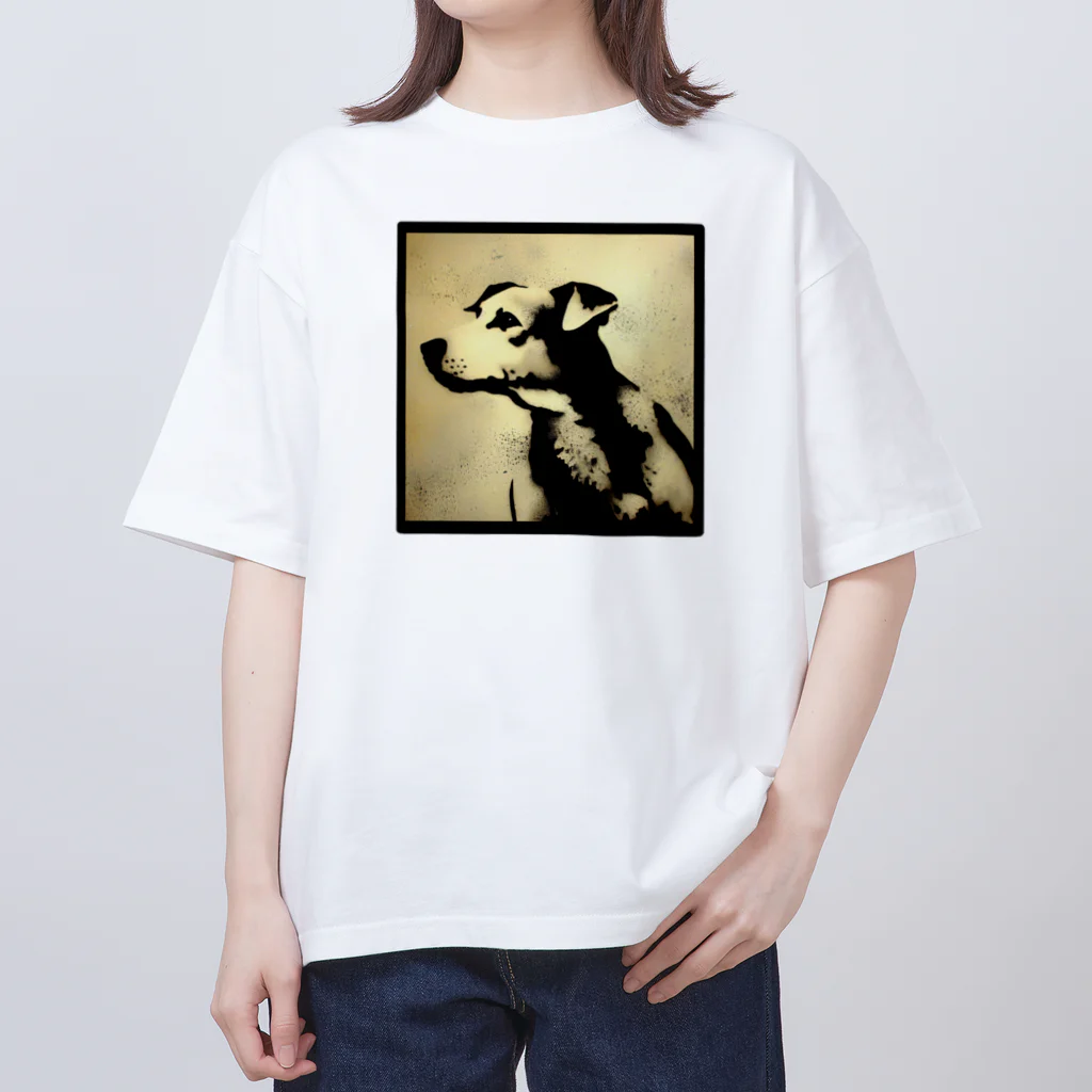 おもしろいTシャツ屋さんの犬　DOG　ステンシル Oversized T-Shirt