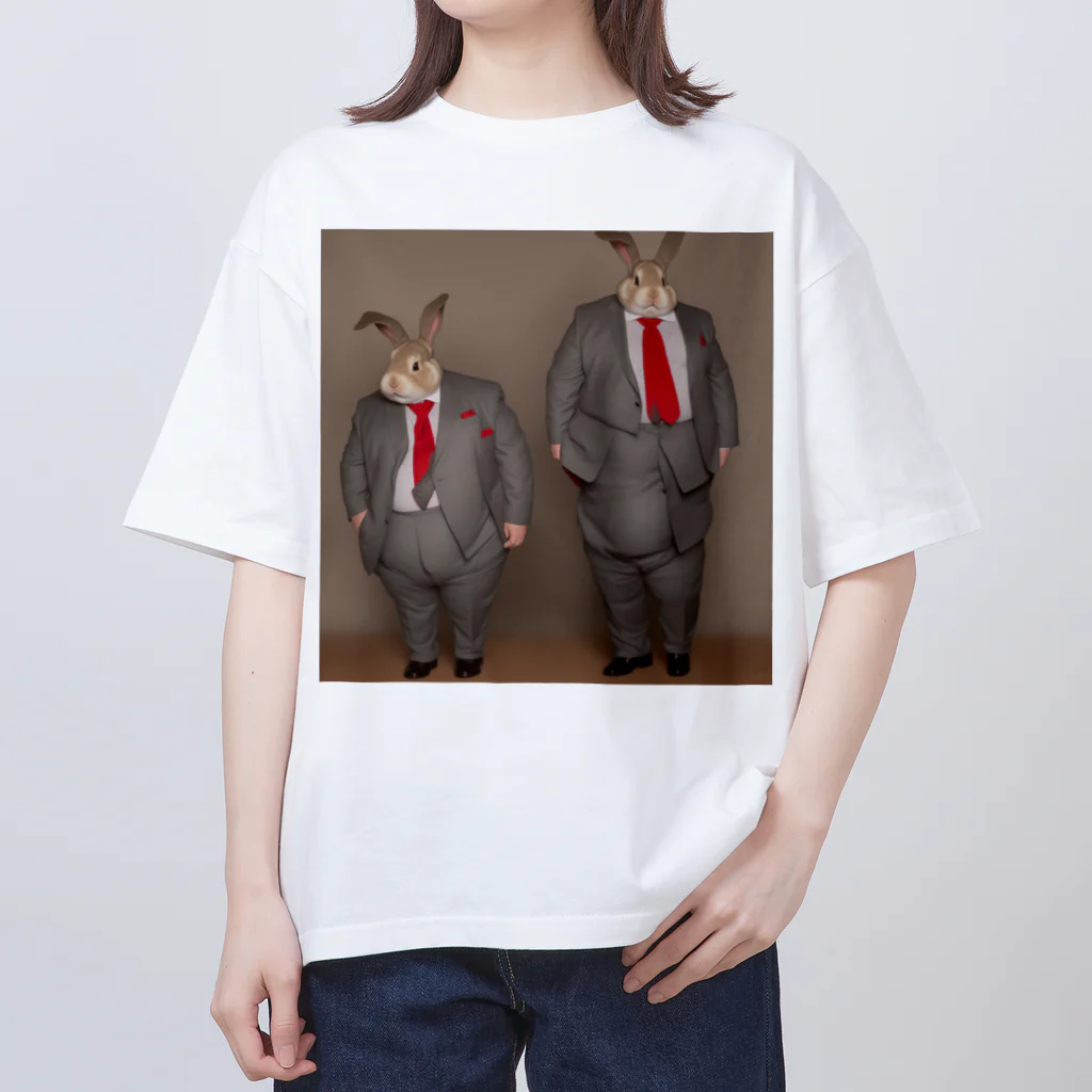 ちゃちゃまるショップのうさぎのサラリーマン Oversized T-Shirt