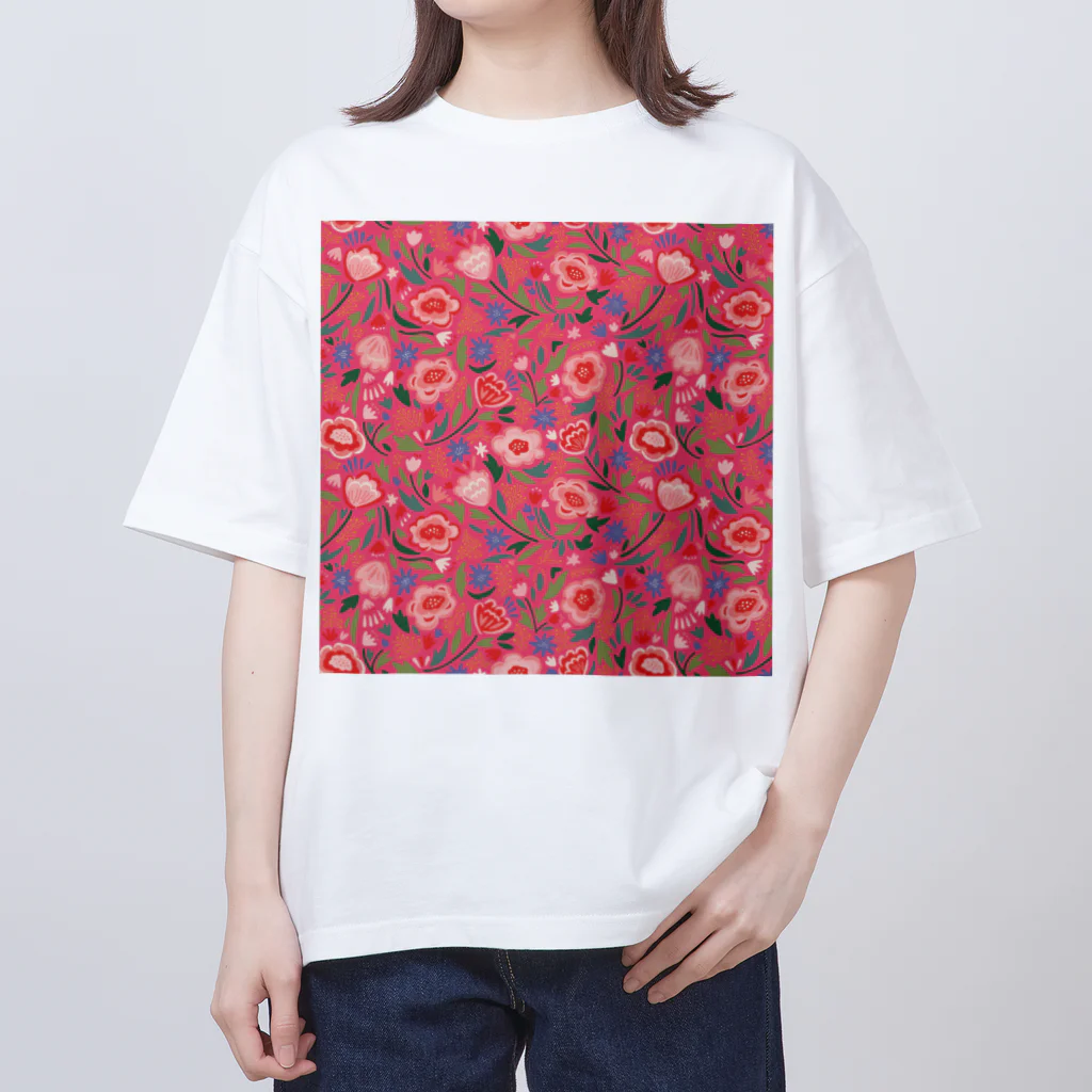 Katie（カチエ）のエキゾチックな花柄（ピンク／小） Oversized T-Shirt