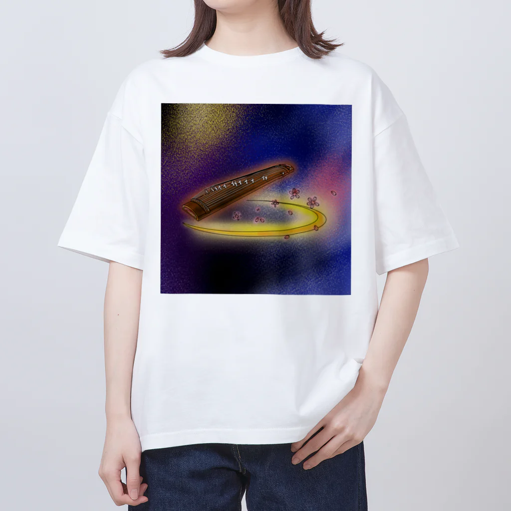 箏譜職人 織姫の箏と桜（箏譜「荒城の月」イメージ画像）正方形 Oversized T-Shirt