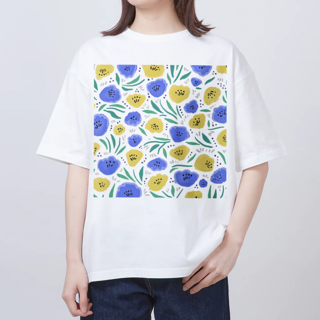 Katie（カチエ）の抽象的な手描きの花柄 オーバーサイズTシャツ