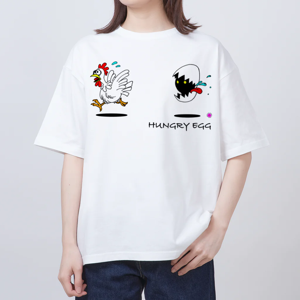 PLUM  VILLAGEの『Hungry egg』シリーズ・「逃げろ‼︎」 オーバーサイズTシャツ