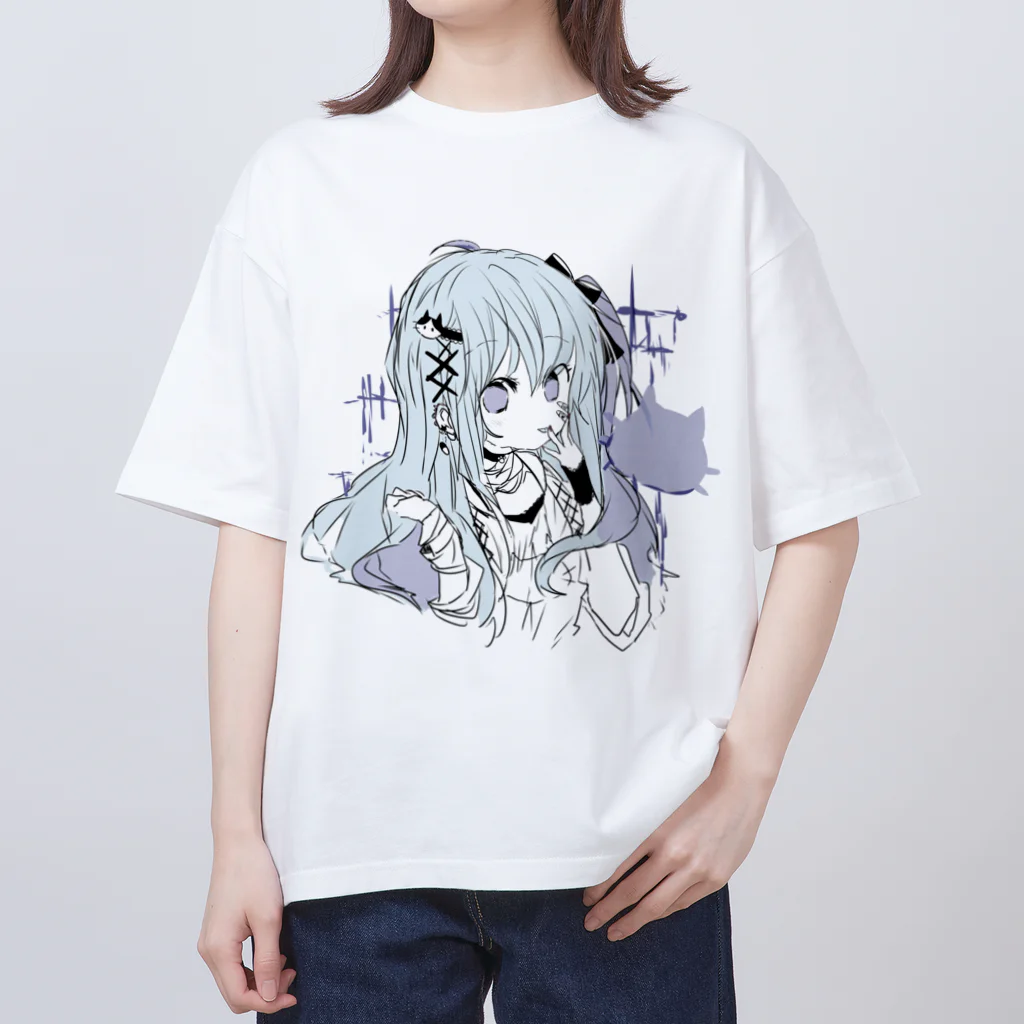 blossomの淡色青紫系女の子 オーバーサイズTシャツ