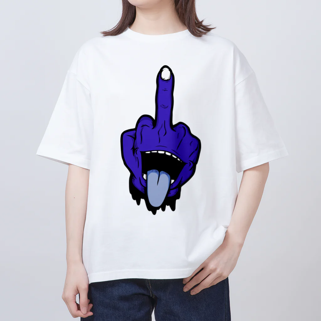 TRAVA design SHOPの挑発（青） オーバーサイズTシャツ