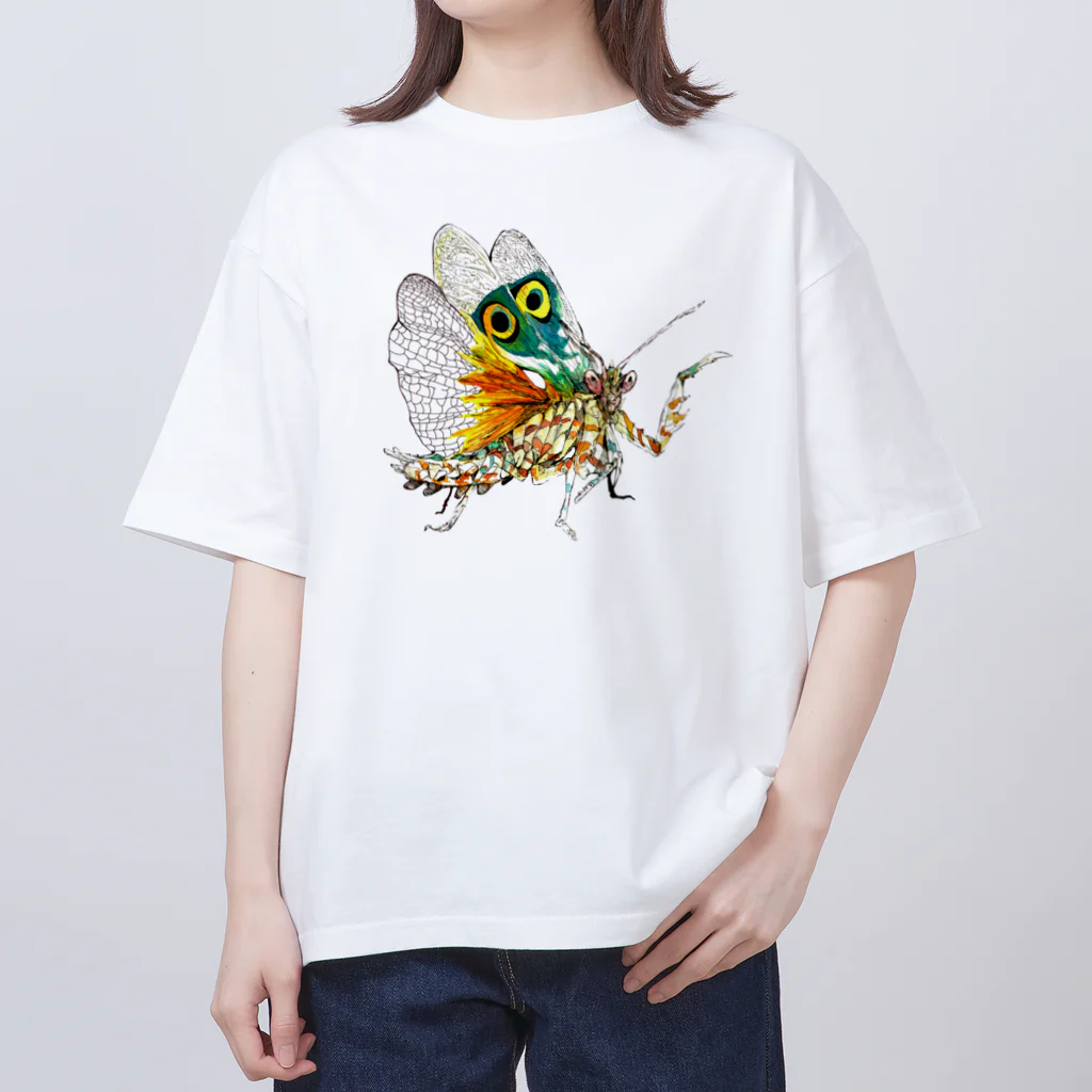 ゆきもちすとあのアフリカメダマカマキリ オーバーサイズTシャツ