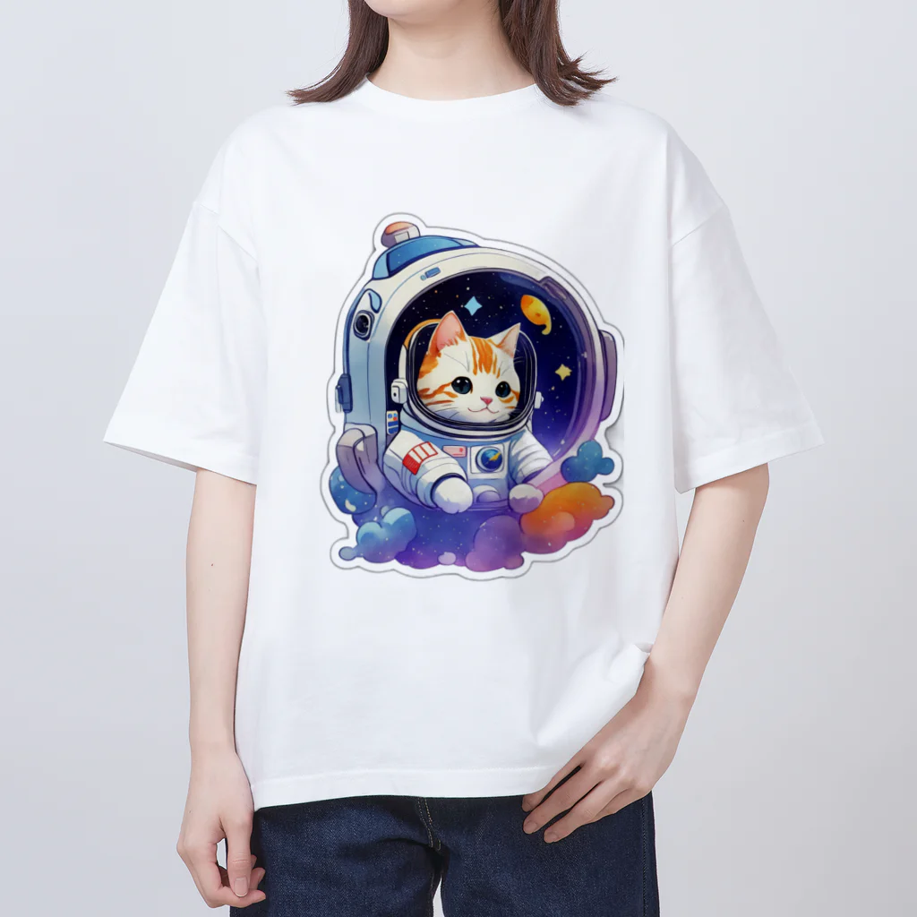 dolphineのとっても可愛いネコの宇宙飛行士 Oversized T-Shirt