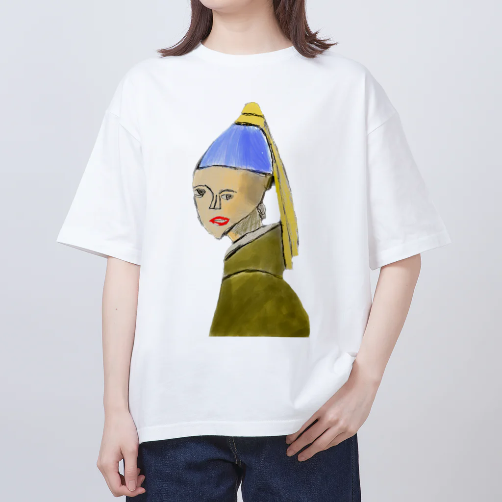 Genart0717のGirl with a pearl earring　フェルメールの真珠の耳飾りの少女 Oversized T-Shirt