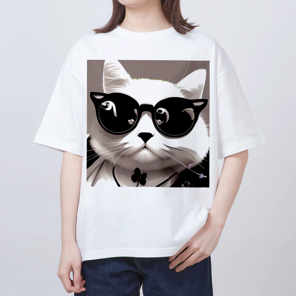 Connect Art SUZURI STOREのConnect Art 001 Cat オーバーサイズTシャツ