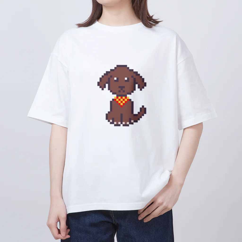 クレマチスのドット絵グッズショップのドット絵 おすわりわんこくん オーバーサイズTシャツ