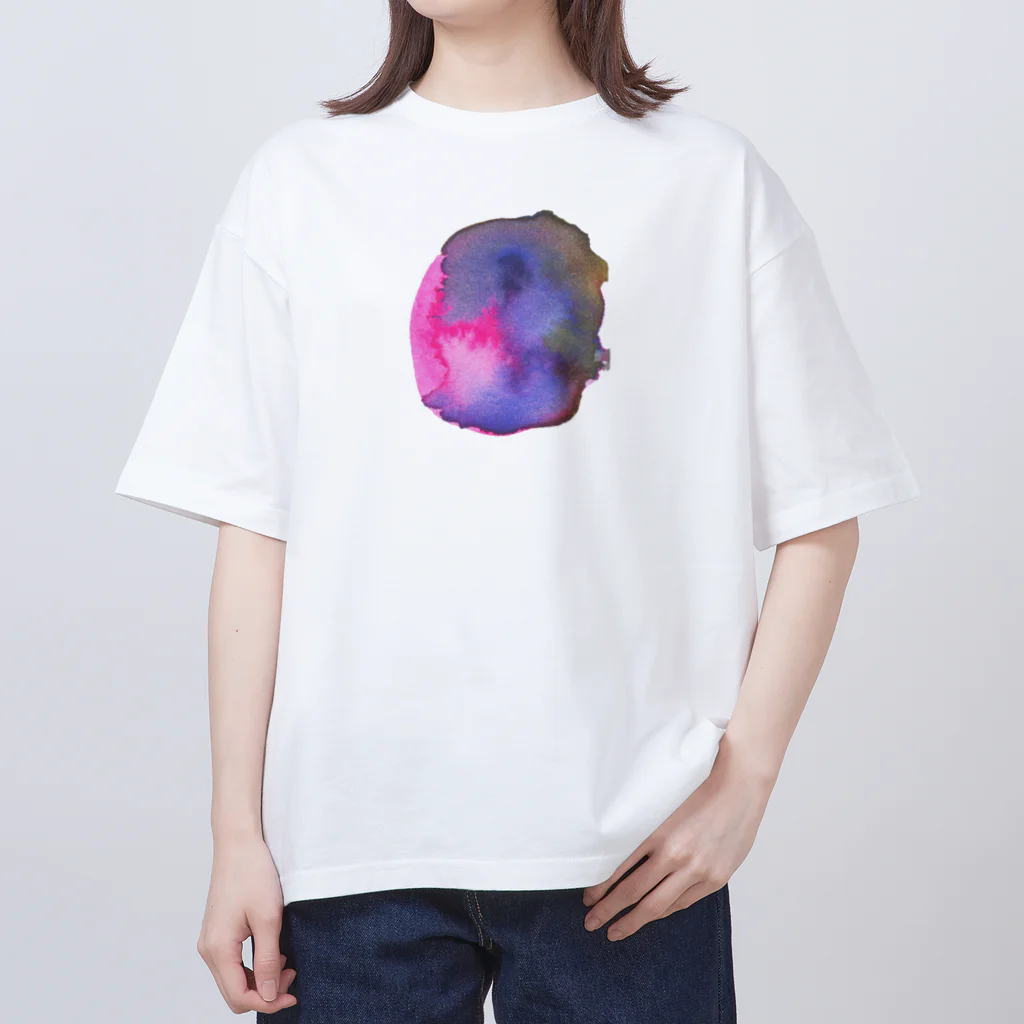 c5watercolorの水彩ペイント・紫の宝石 オーバーサイズTシャツ