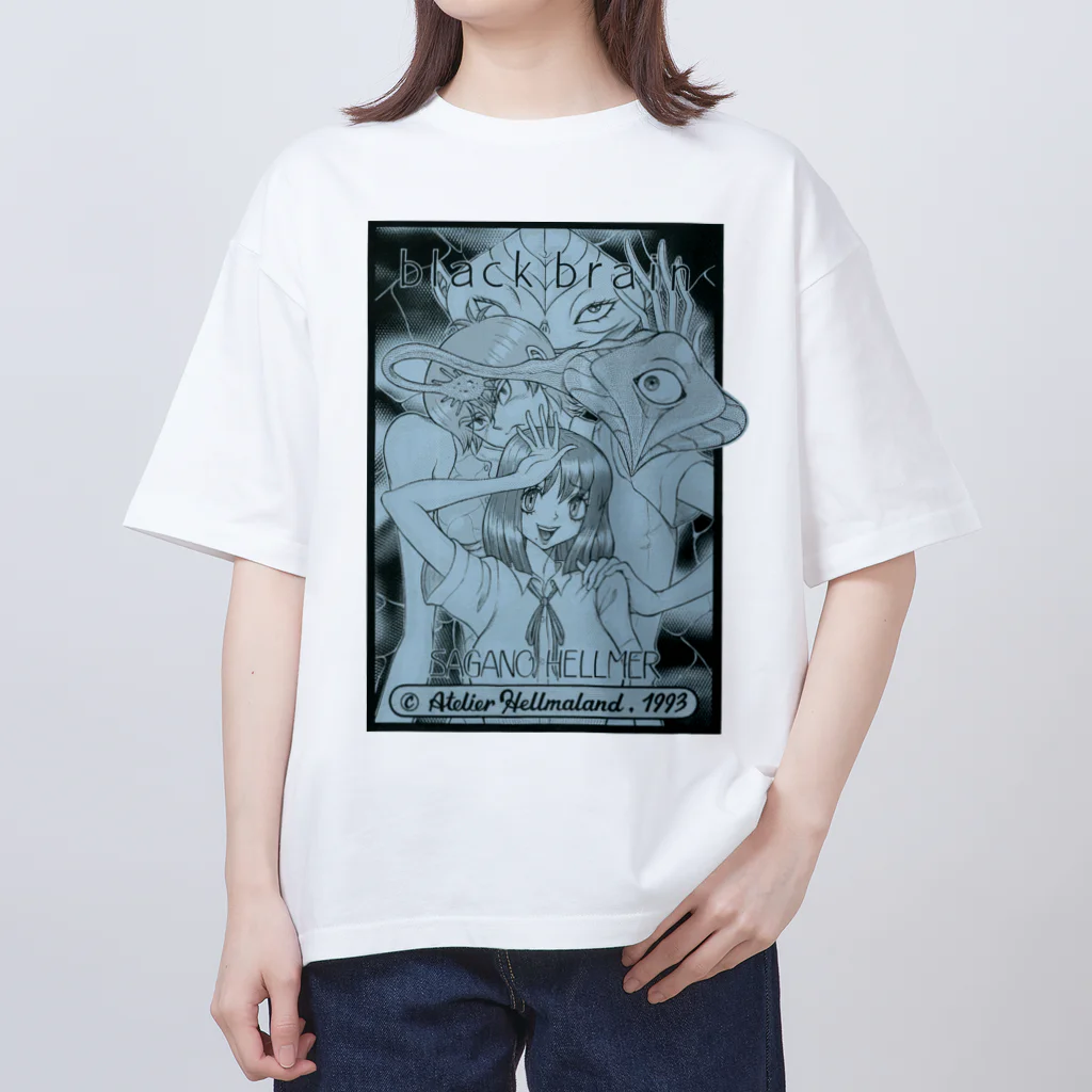 Atelier-Hellmalandのブラックブレインゆったりシャツ・ターコイズ オーバーサイズTシャツ