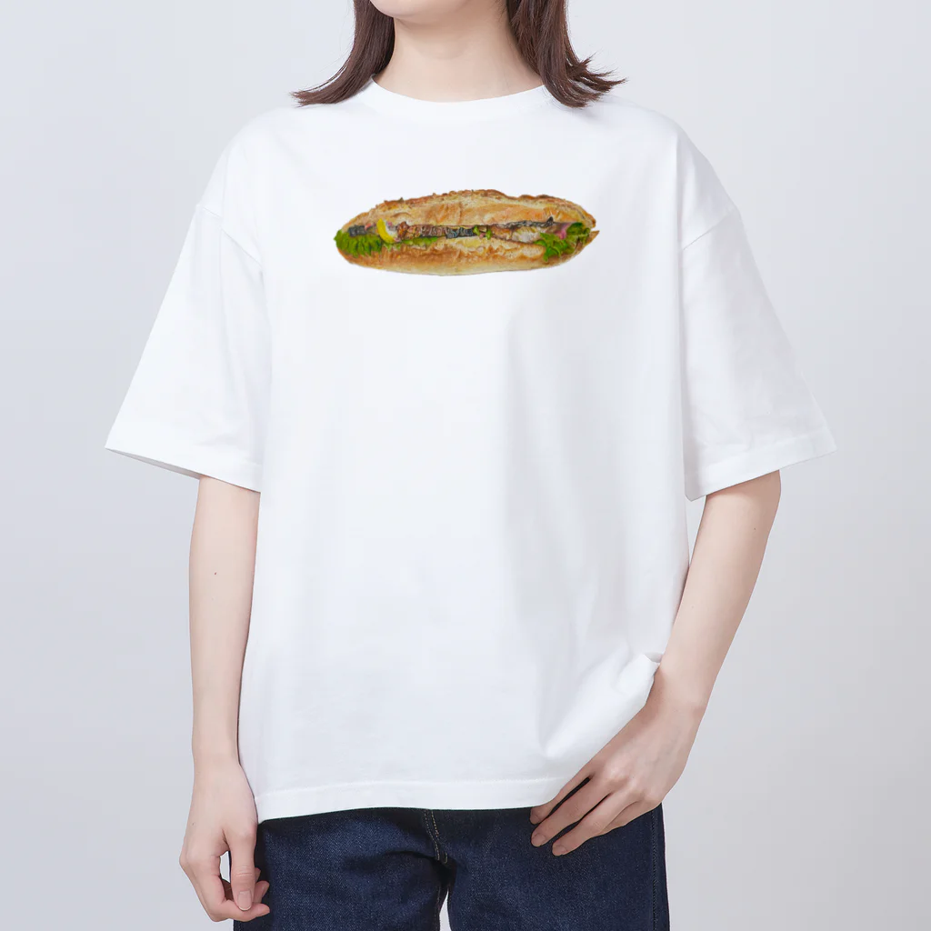 yuruhishopの美味しそうなサバサンド オーバーサイズTシャツ
