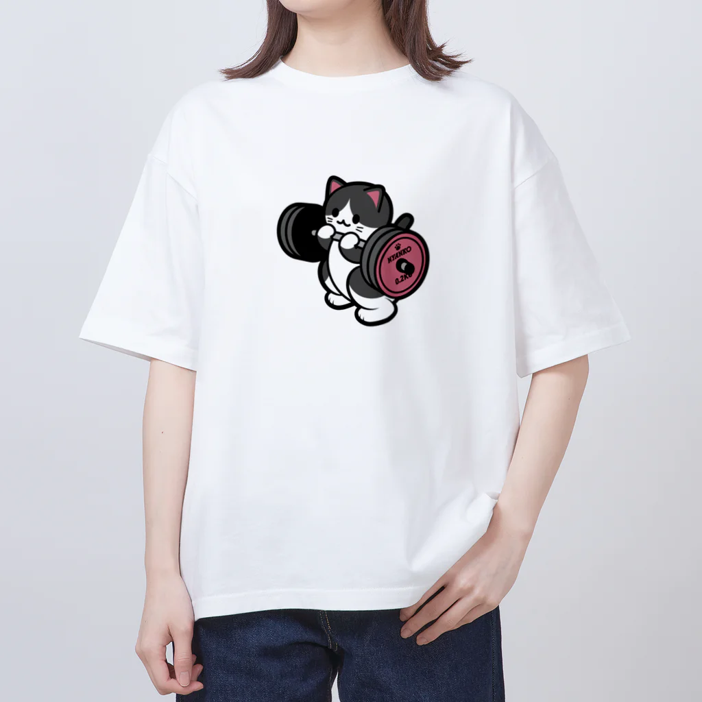 きんにく村SHOPのばーべるニャンコ（ハチワレver.） Oversized T-Shirt