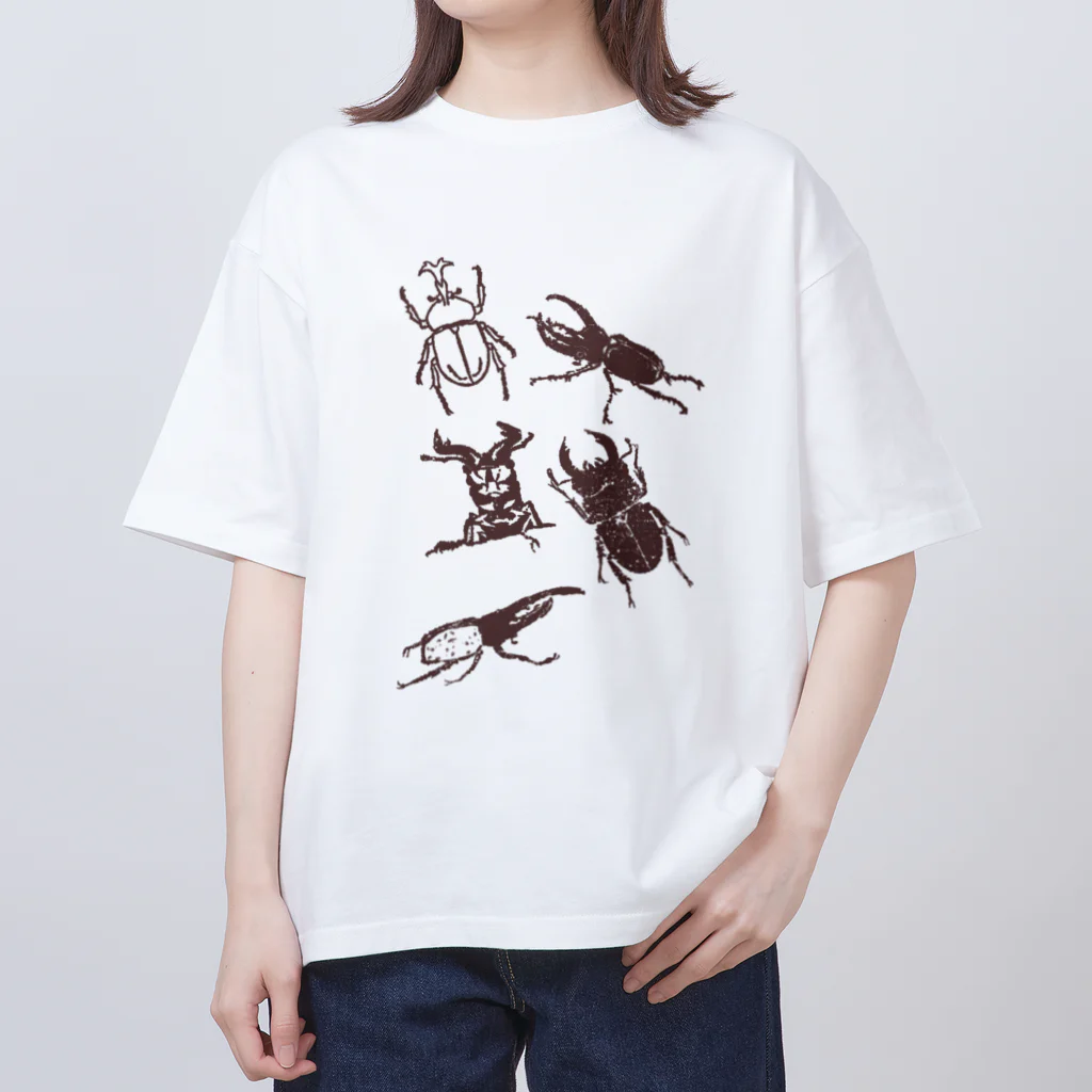 23_drawingのカブトムシとクワガタ オーバーサイズTシャツ