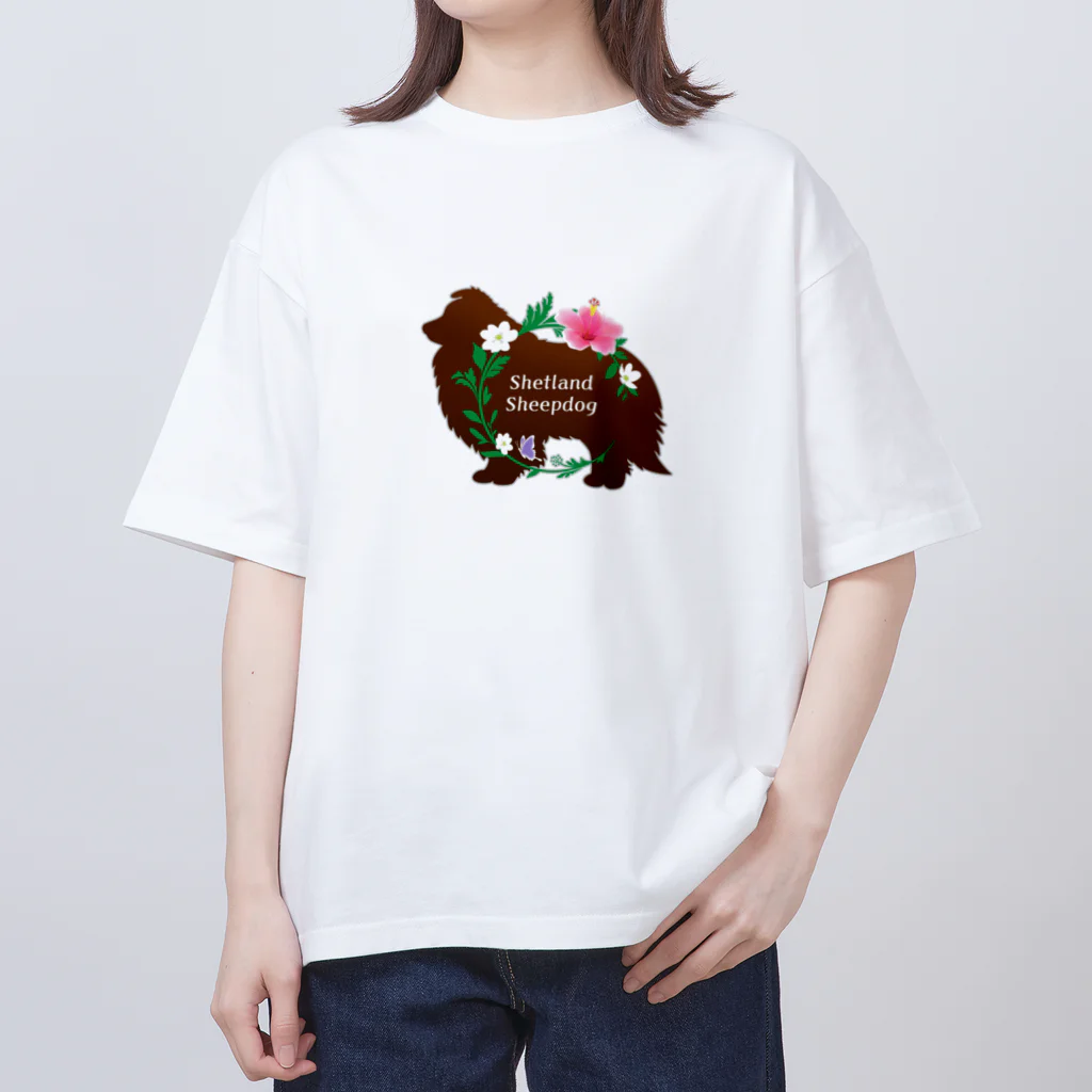 onehappinessのシェルティ　ハイビスカス　onehappiness オーバーサイズTシャツ