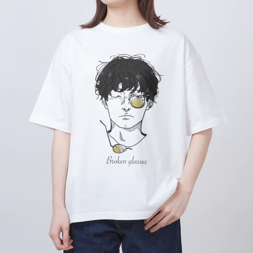 さのみきひとショップのBroken glasses  Oversized T-Shirt