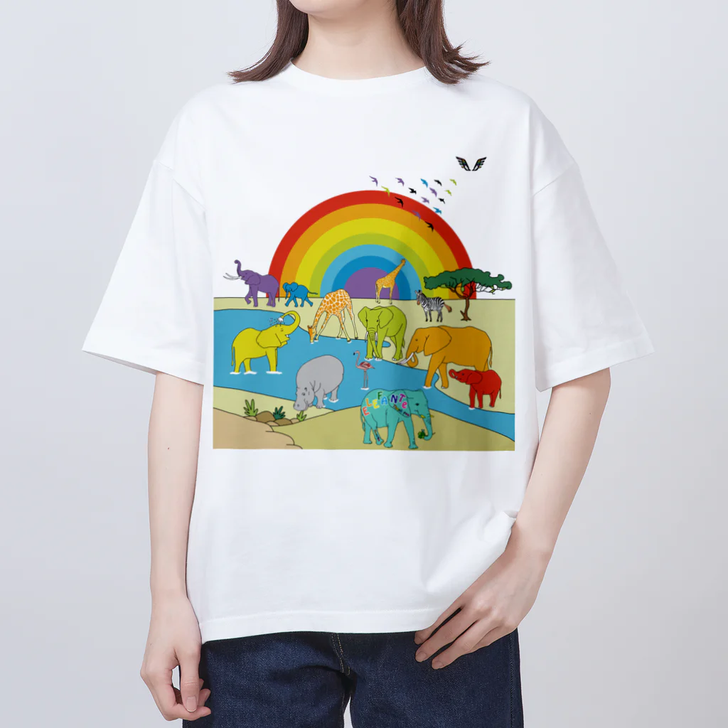 KANAT  LAMHITAのサファリの象たち オーバーサイズTシャツ