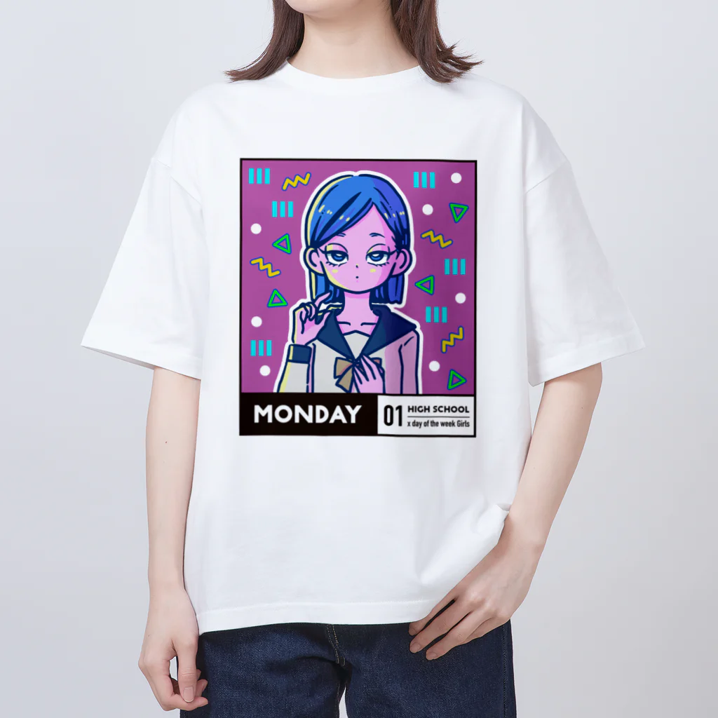 x曜日の彼女 の01-1-high school-Monday オーバーサイズTシャツ