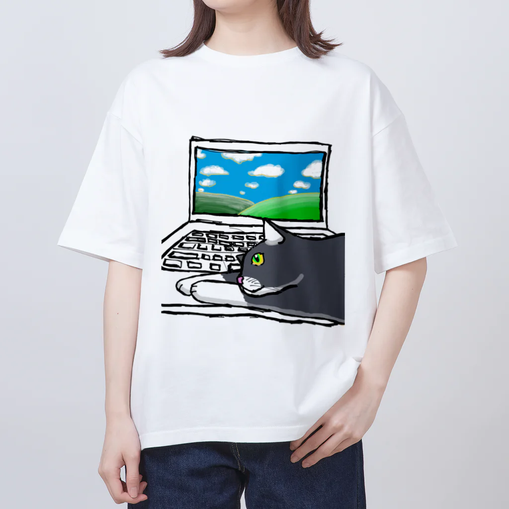 9livesworkのレンタル猫の手（風景） Oversized T-Shirt