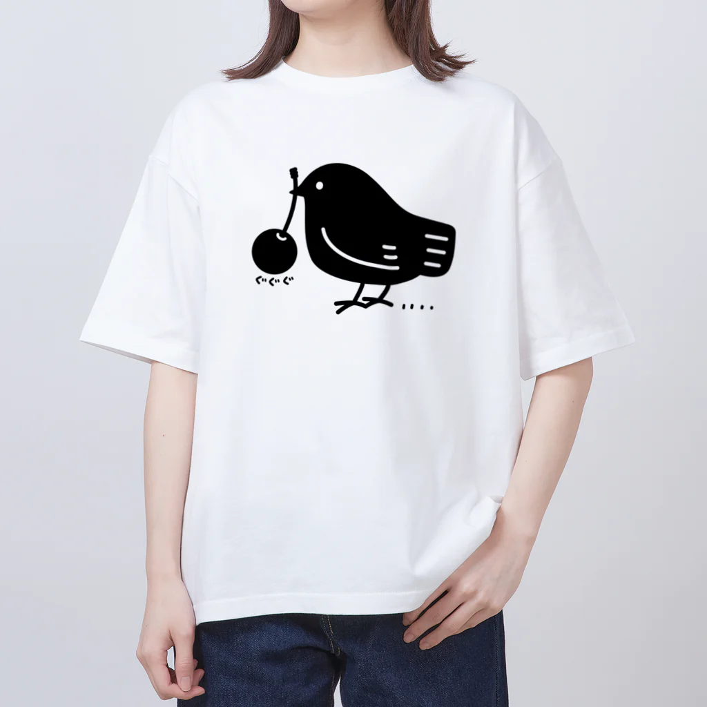 イラスト MONYAAT のみつぐトリ黒 Oversized T-Shirt