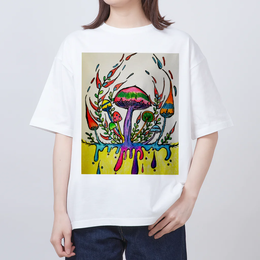 suuのカラフルきのこ オーバーサイズTシャツ