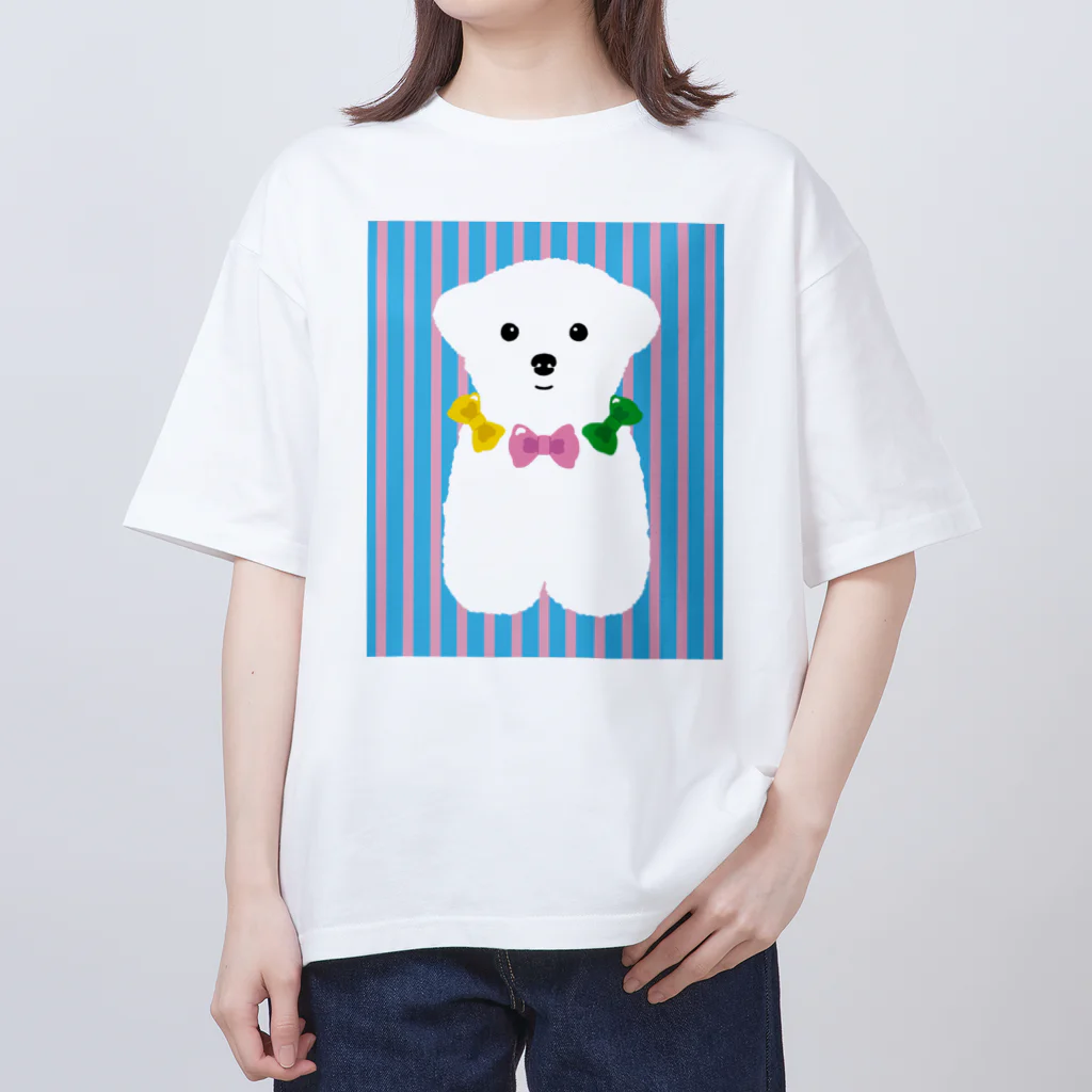 WON CHANCE ワンチャンスのマルチーズ　ストライプ（吉泉ゆう子） Oversized T-Shirt