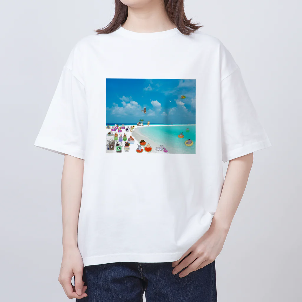 うさぽんのみんなでばかんしゅ オーバーサイズTシャツ