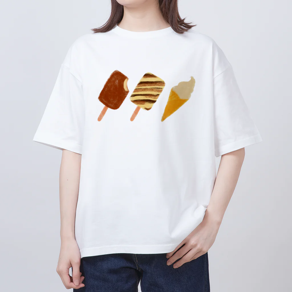 ゆきの絵です。のアイスキャンディーとソフトクリーム オーバーサイズTシャツ