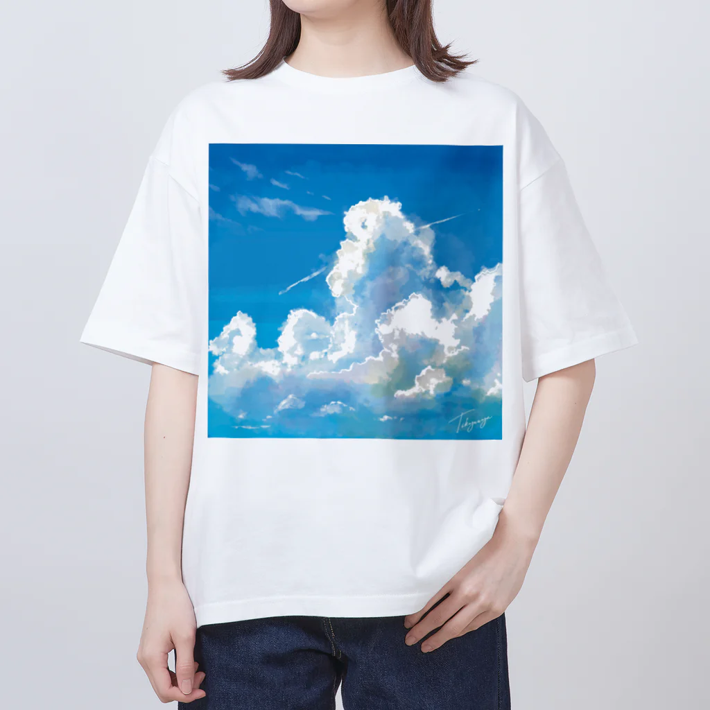 地球屋SUZURI店の青空(ロゴ入り) Oversized T-Shirt