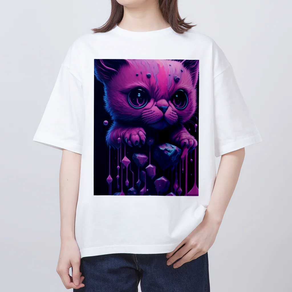 SHITON SHOPのスプラッシュアート✖️ダークファンタジー　キャット Oversized T-Shirt