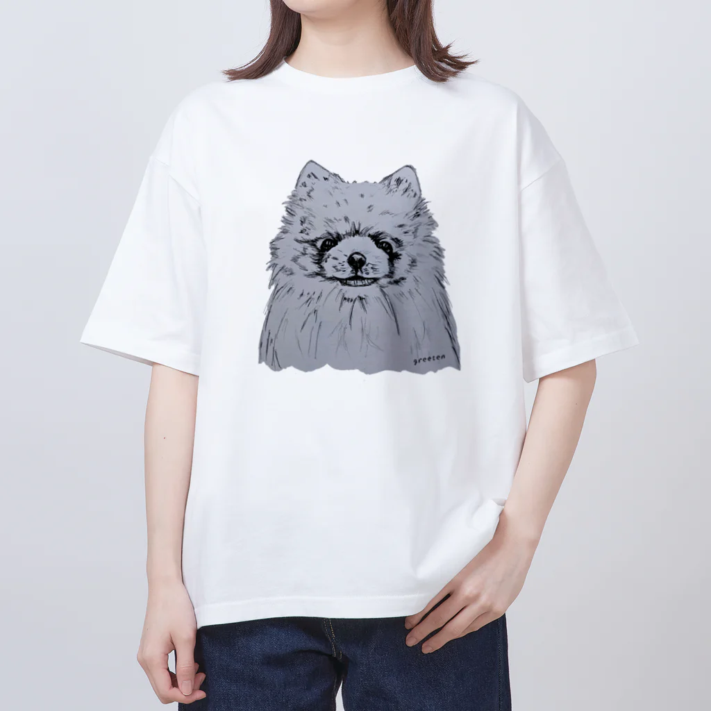 greetenのポメラニアン　アート犬 Oversized T-Shirt