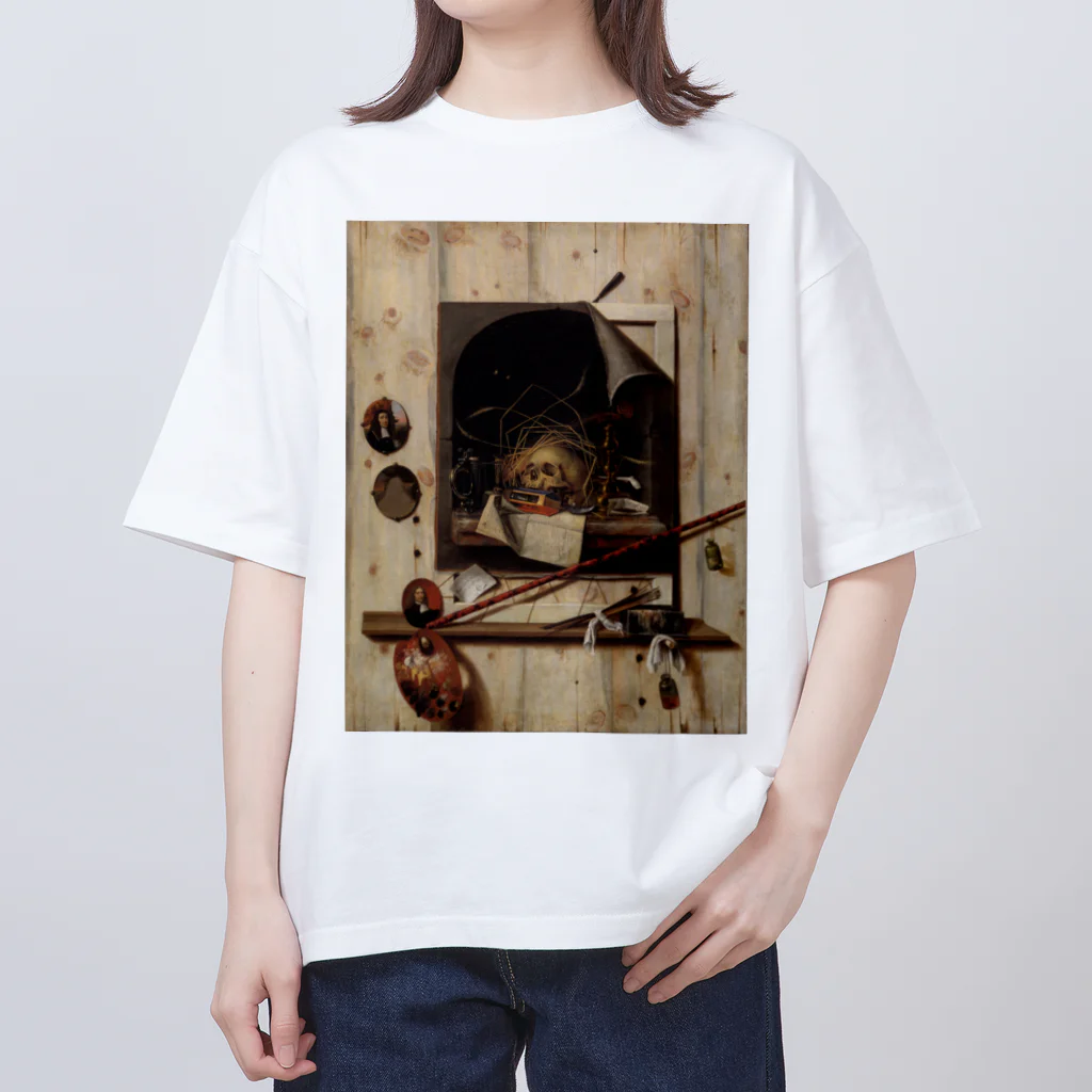 世界美術商店のヴァニタス画のあるアトリエの壁 / Trompe l'oeil with Studio Wall and Vanitas Still Life オーバーサイズTシャツ