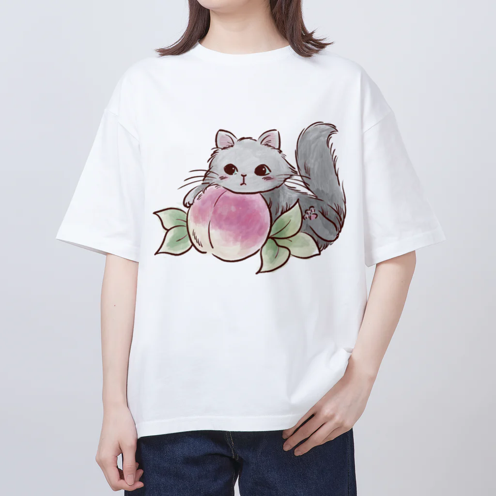 猫のきぬくんのお店のあごのせにゃん オーバーサイズTシャツ