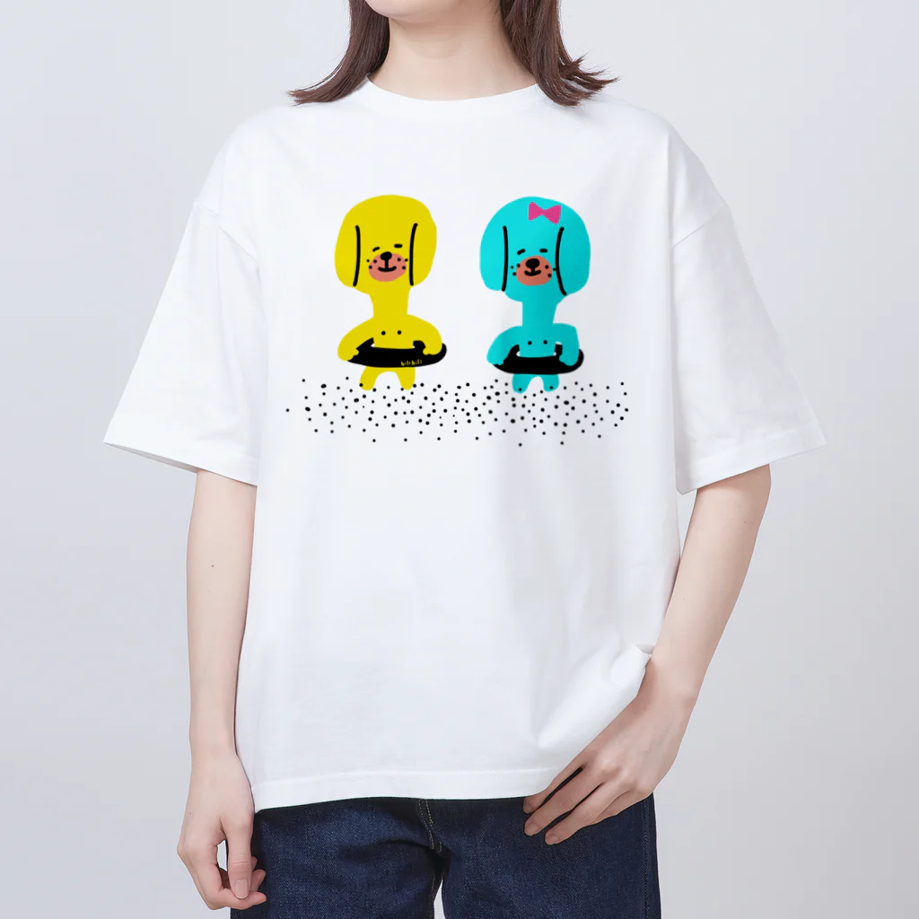 びりびりソスペチョショップのすなはまわんこ オーバーサイズTシャツ